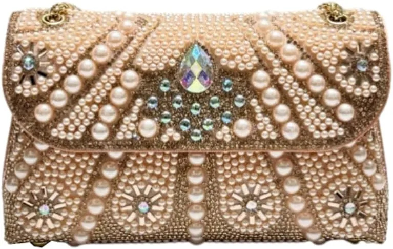 Pearl Clutch Bag Women 2025 Trendy Noble Crystal Rhinestone Purses Evening Bags Chain Handbags Wedding Party Prom