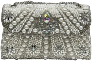 Pearl Clutch Bag Women 2025 Trendy Noble Crystal Rhinestone Purses Evening Bags Chain Handbags Wedding Party Prom