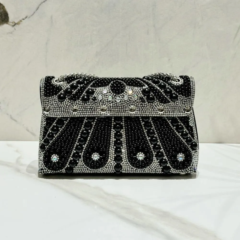 Pearl Clutch Bag Women 2025 Trendy Noble Crystal Rhinestone Purses Evening Bags Chain Handbags Wedding Party Prom