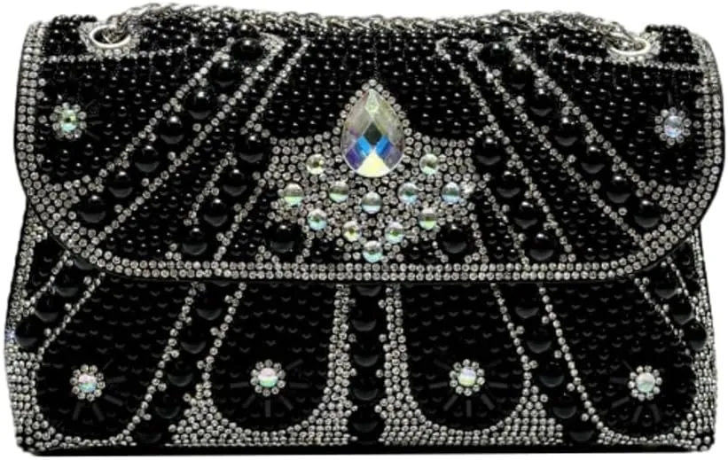 Pearl Clutch Bag Women 2025 Trendy Noble Crystal Rhinestone Purses Evening Bags Chain Handbags Wedding Party Prom