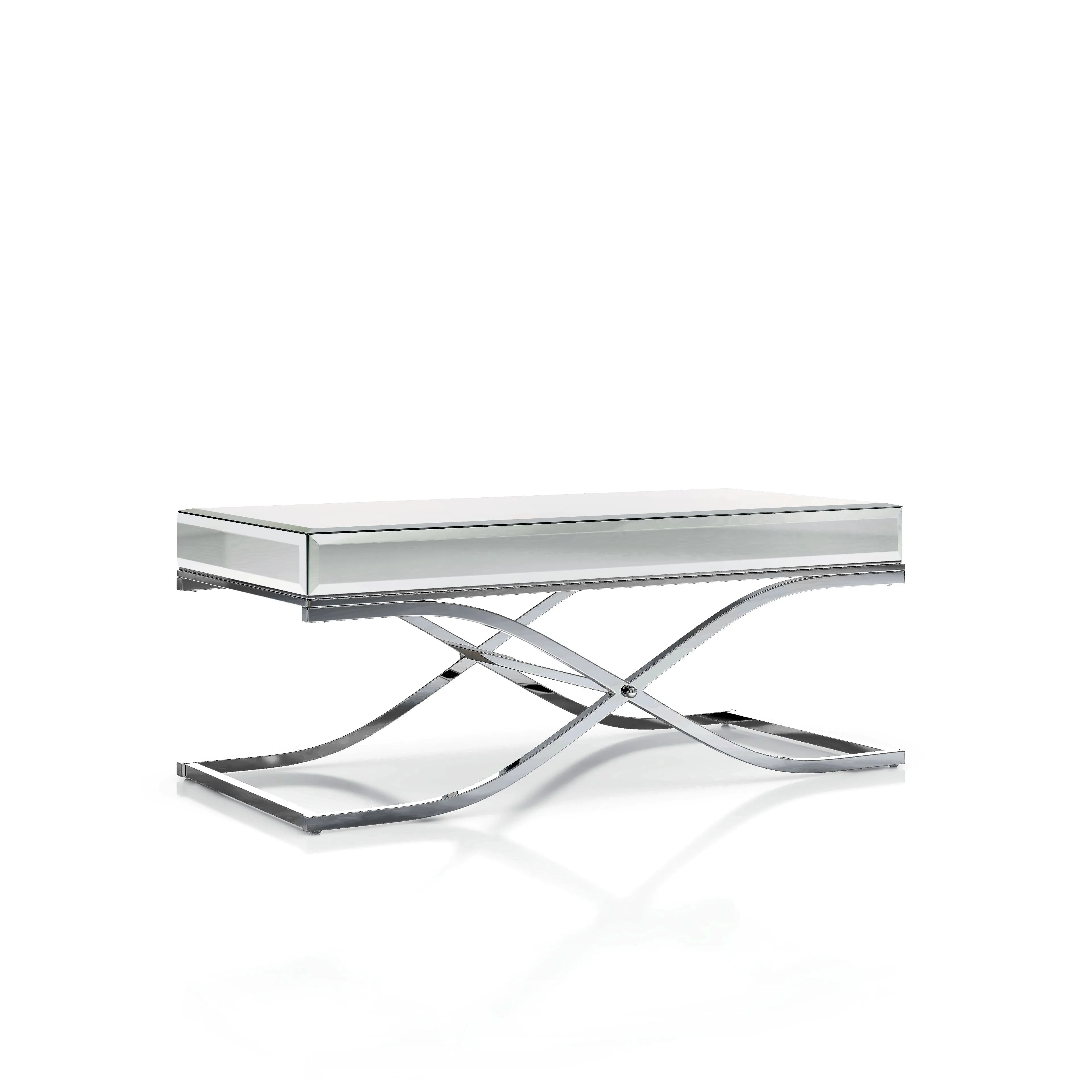 Pellias Glam Chrome and Mirrored 2-Piece Coffee Table Set