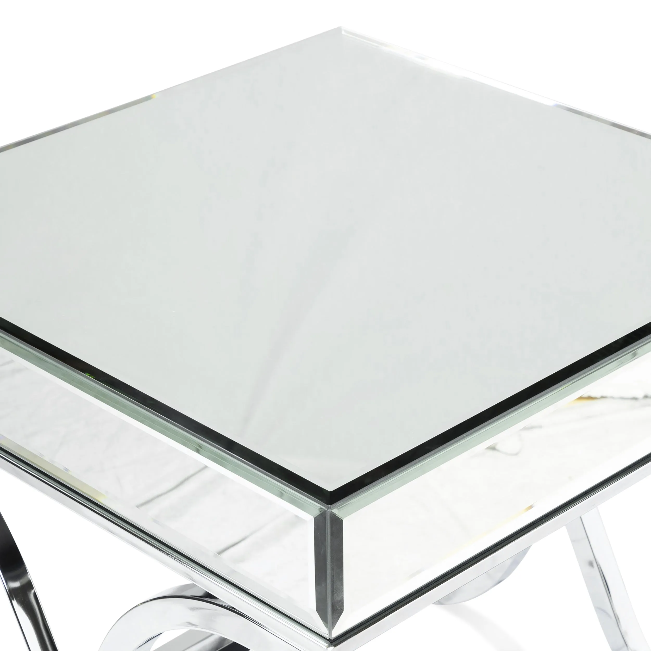 Pellias Glam Chrome and Mirrored 2-Piece Coffee Table Set