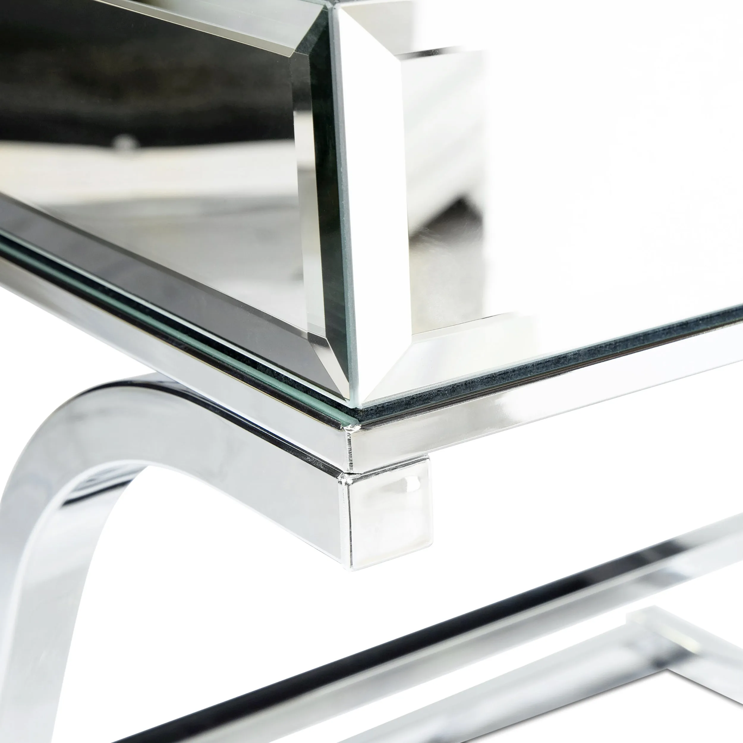 Pellias Glam Chrome and Mirrored 2-Piece Coffee Table Set