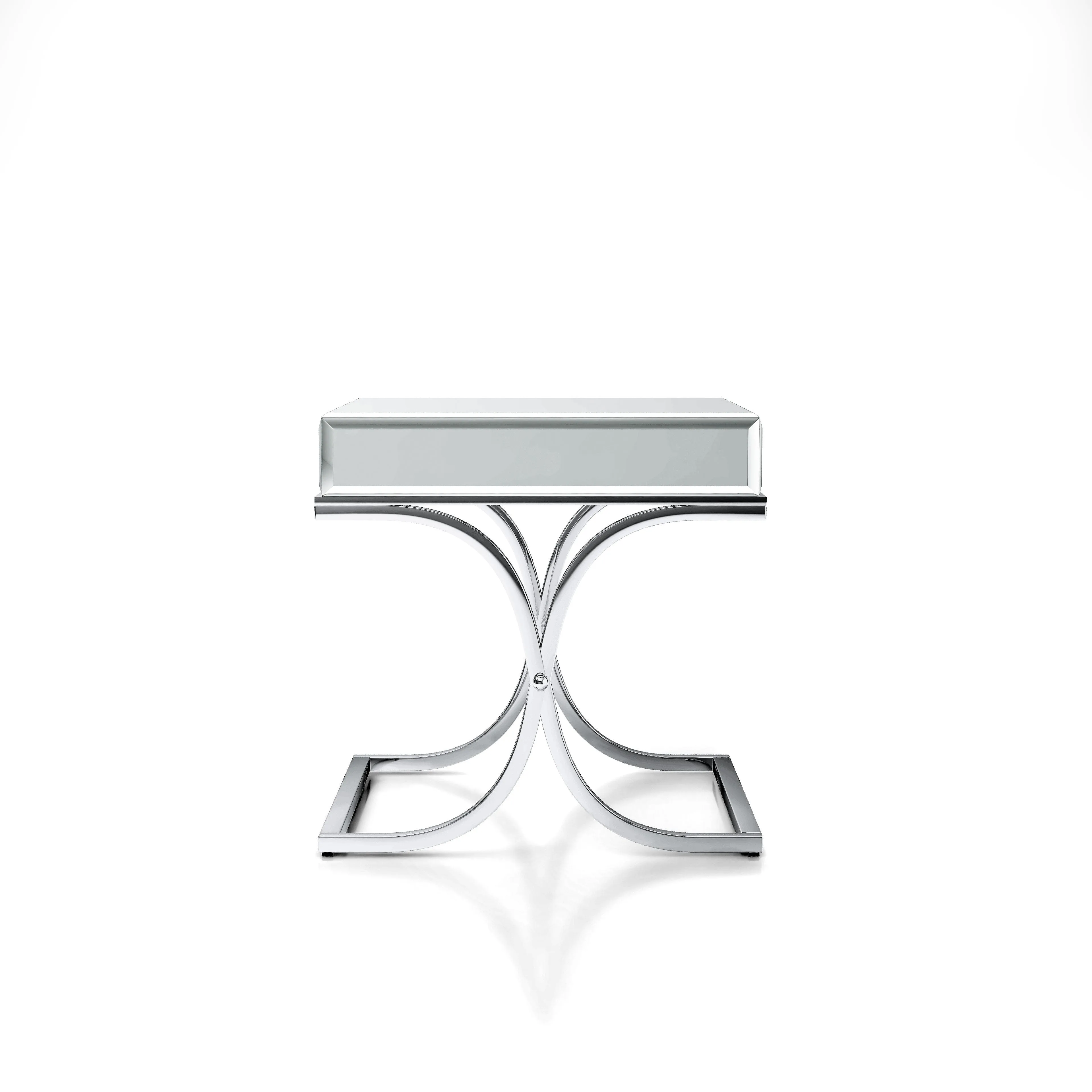 Pellias Glam Chrome and Mirrored 2-Piece Coffee Table Set