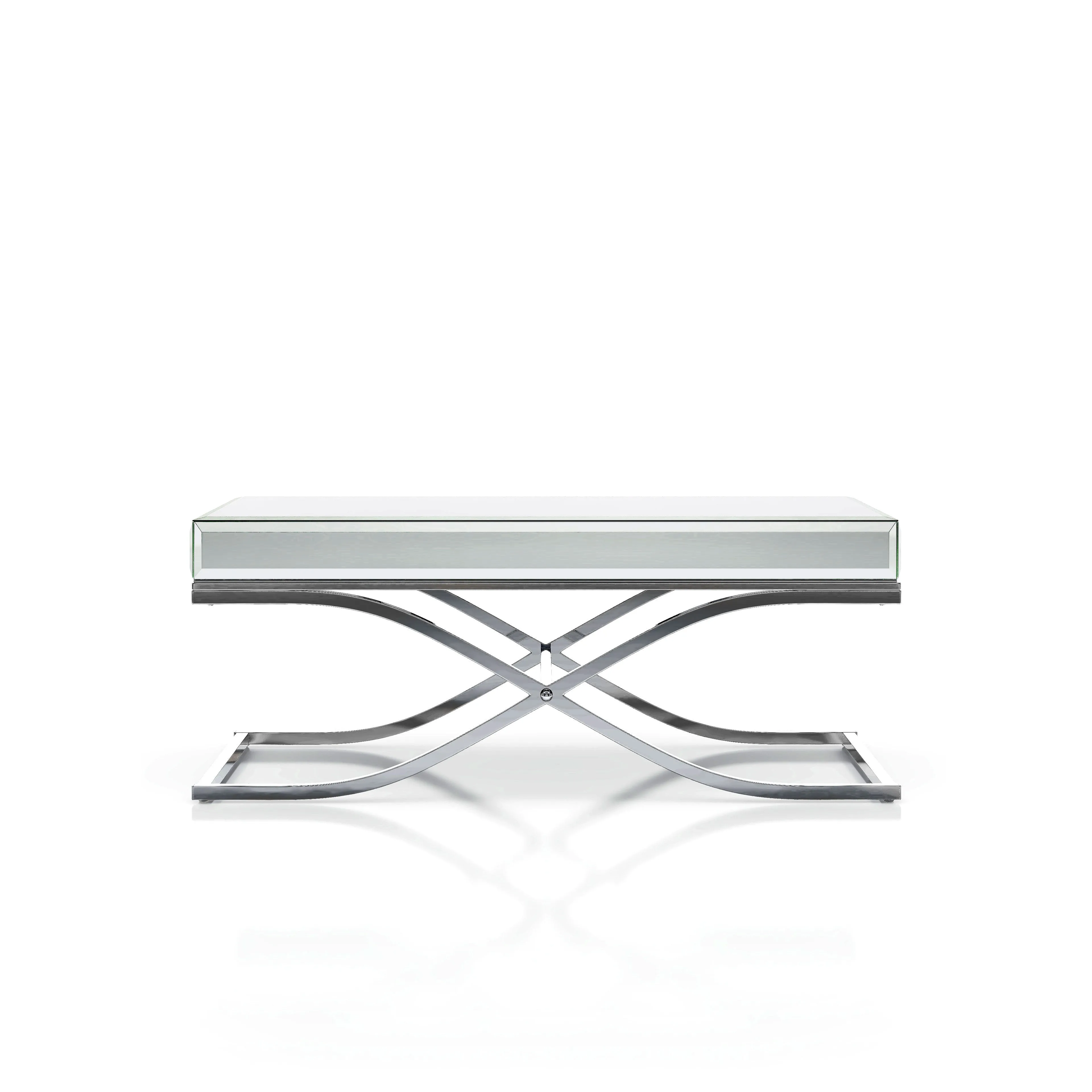 Pellias Glam Chrome and Mirrored 2-Piece Coffee Table Set