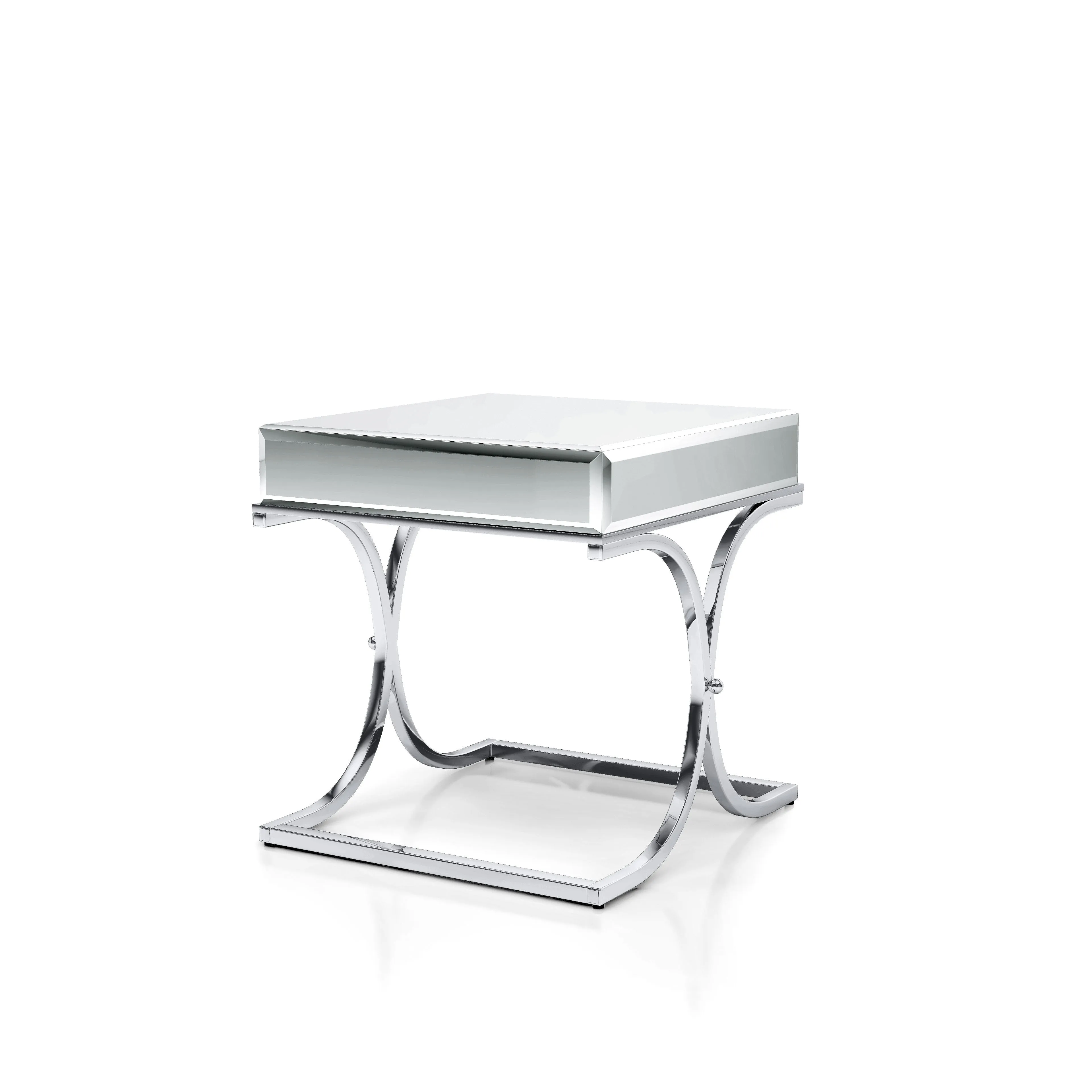 Pellias Glam Chrome and Mirrored 2-Piece Coffee Table Set
