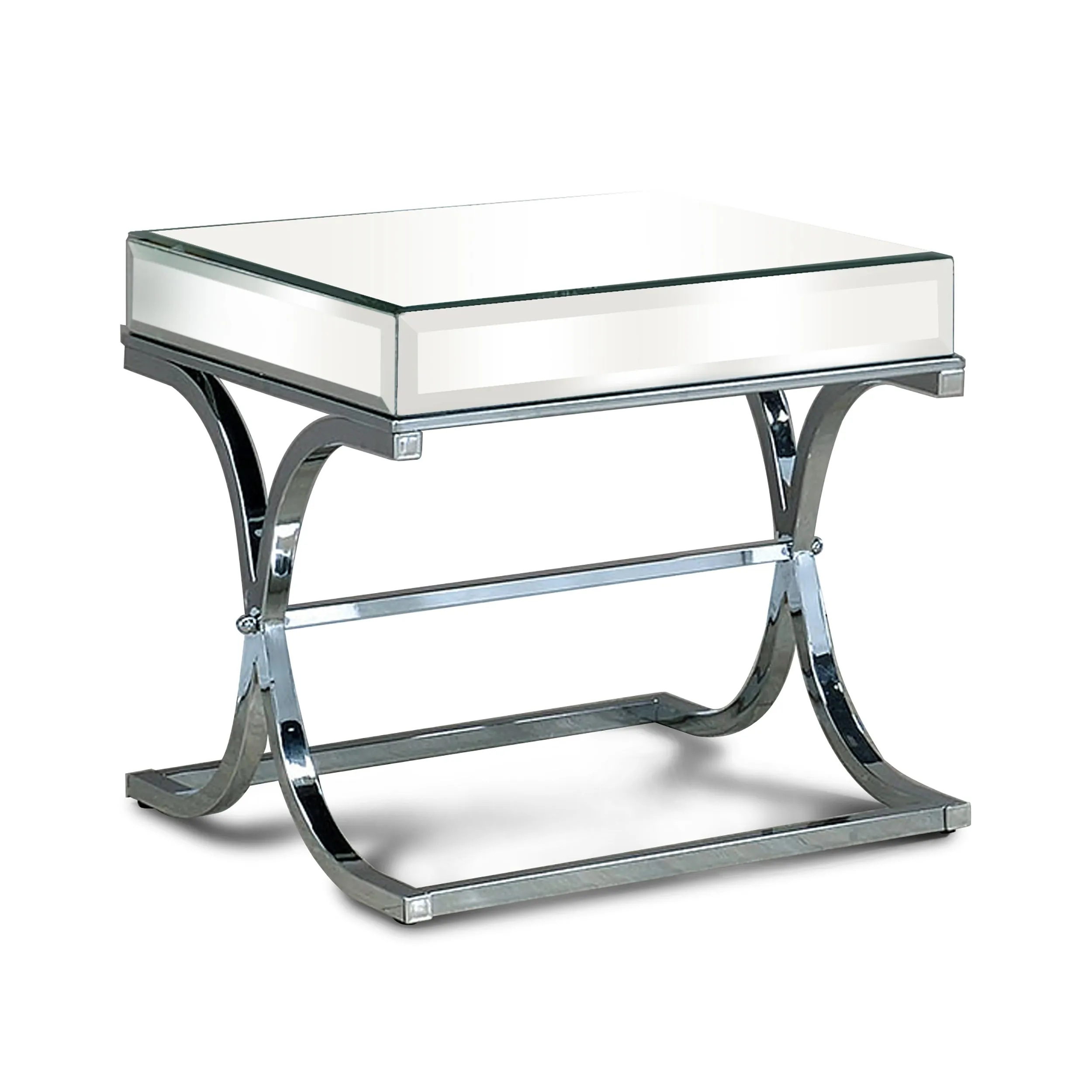 Pellias Glam Chrome and Mirrored 2-Piece Coffee Table Set