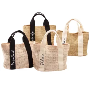 Personalized Burlap Bag, Custom Beach Straw Bags Jute bags Mini Totes Monogram Burlap Bag Bachelorette Party Gifts Use as Shopping Bridesmaid Gift