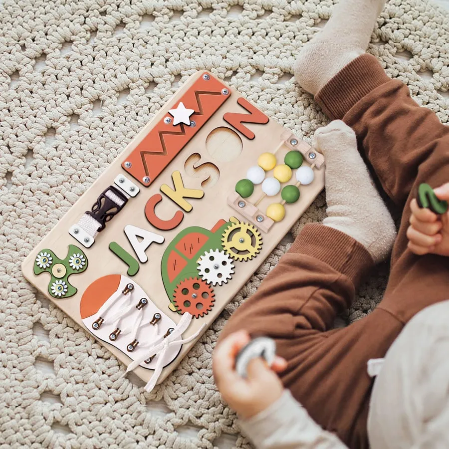 Personalized Busy Board - Wooden Montessori Toys | KindlyToys, BB29