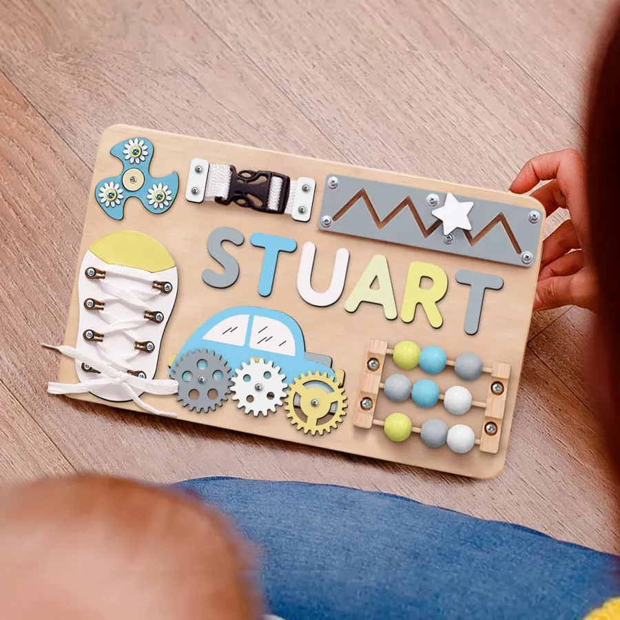 Personalized Busy Board - Wooden Montessori Toys | KindlyToys, BB29