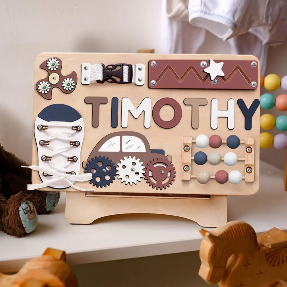 Personalized Busy Board - Wooden Montessori Toys | KindlyToys, BB29
