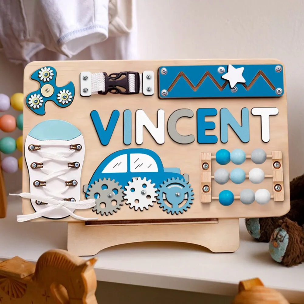 Personalized Busy Board - Wooden Montessori Toys | KindlyToys, BB29