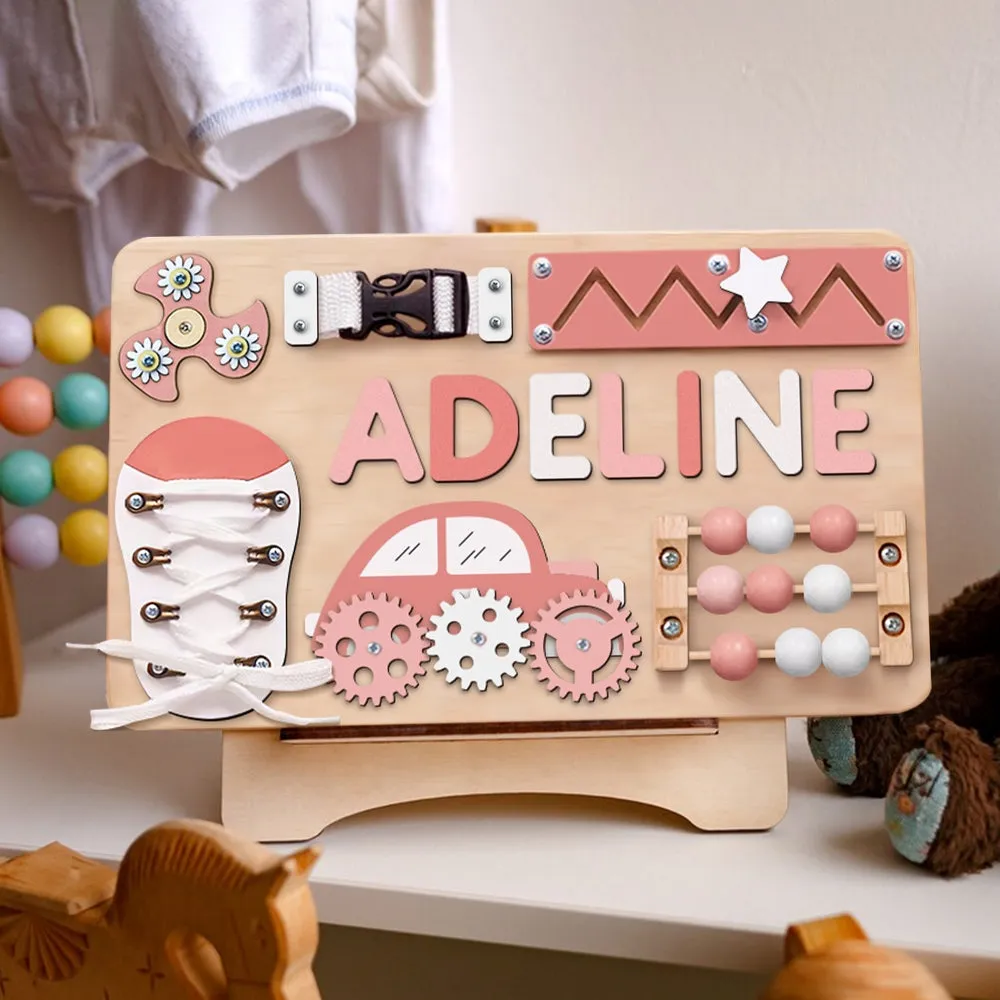 Personalized Busy Board - Wooden Montessori Toys | KindlyToys, BB29