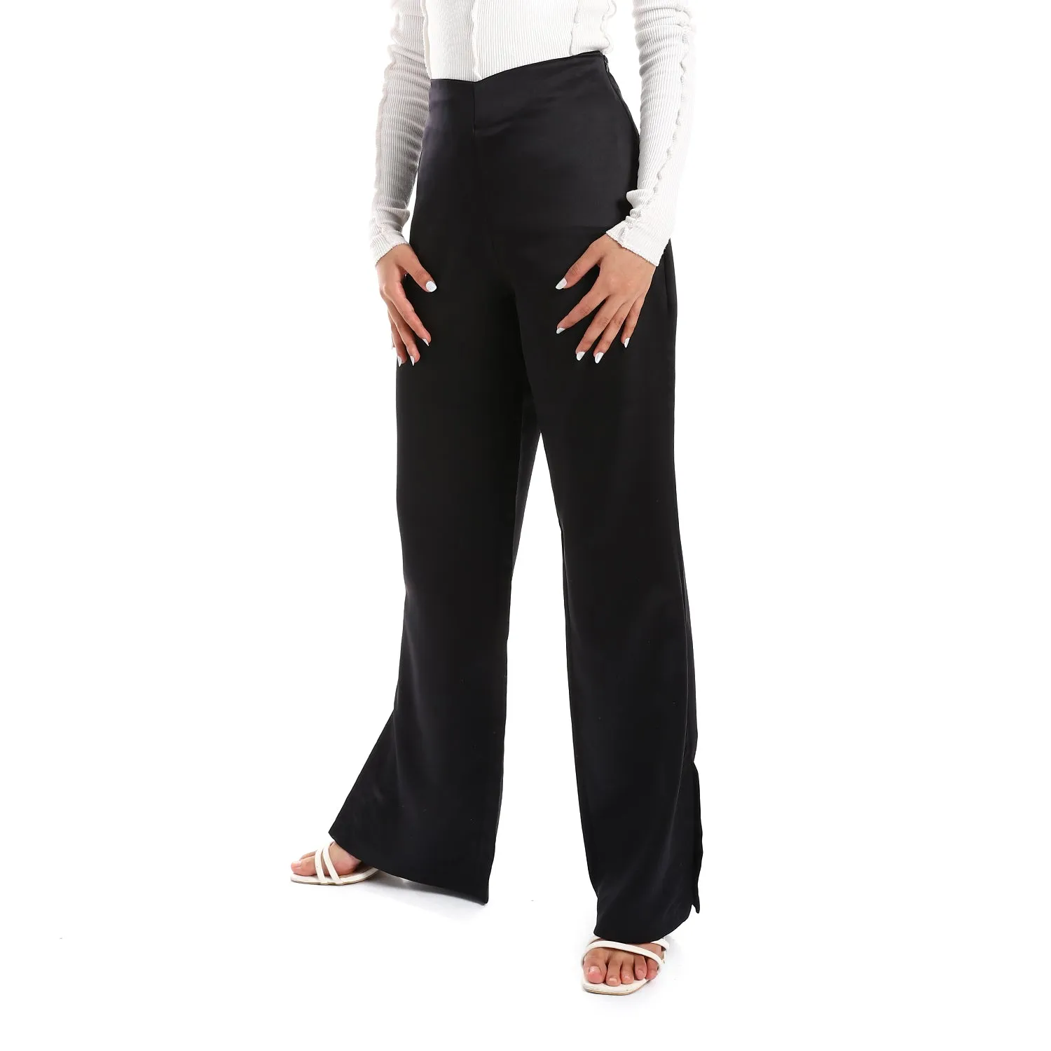 Plain Silver Statement Plain Women Silk Pants