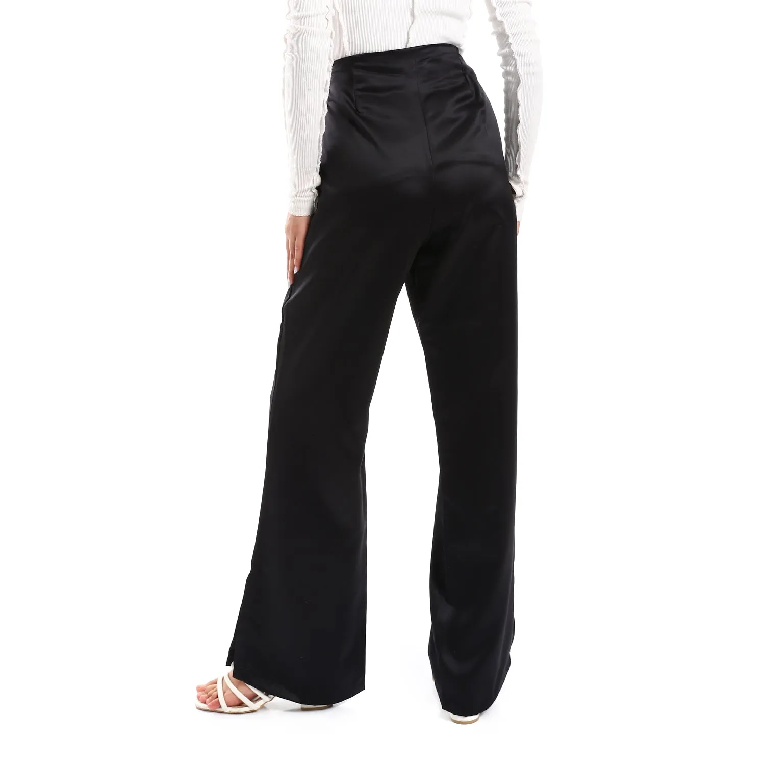 Plain Silver Statement Plain Women Silk Pants