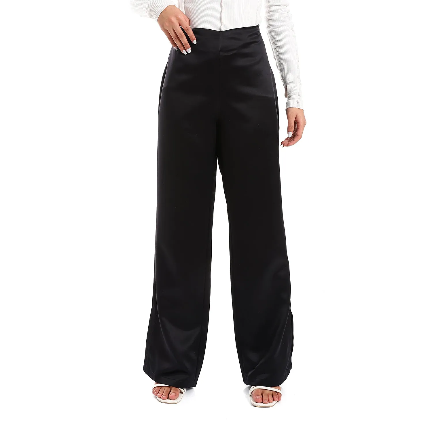 Plain Silver Statement Plain Women Silk Pants