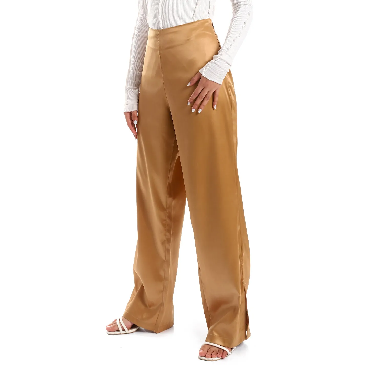 Plain Silver Statement Plain Women Silk Pants