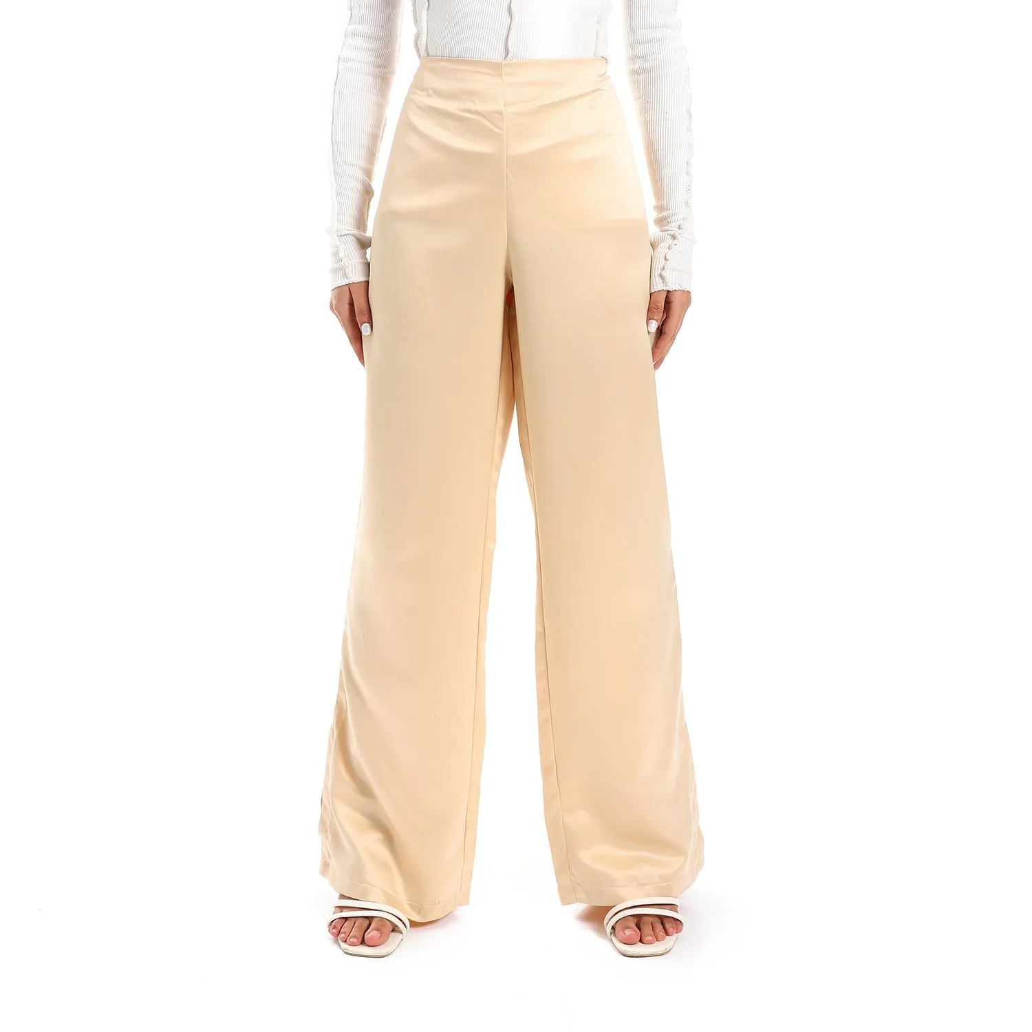Plain Silver Statement Plain Women Silk Pants