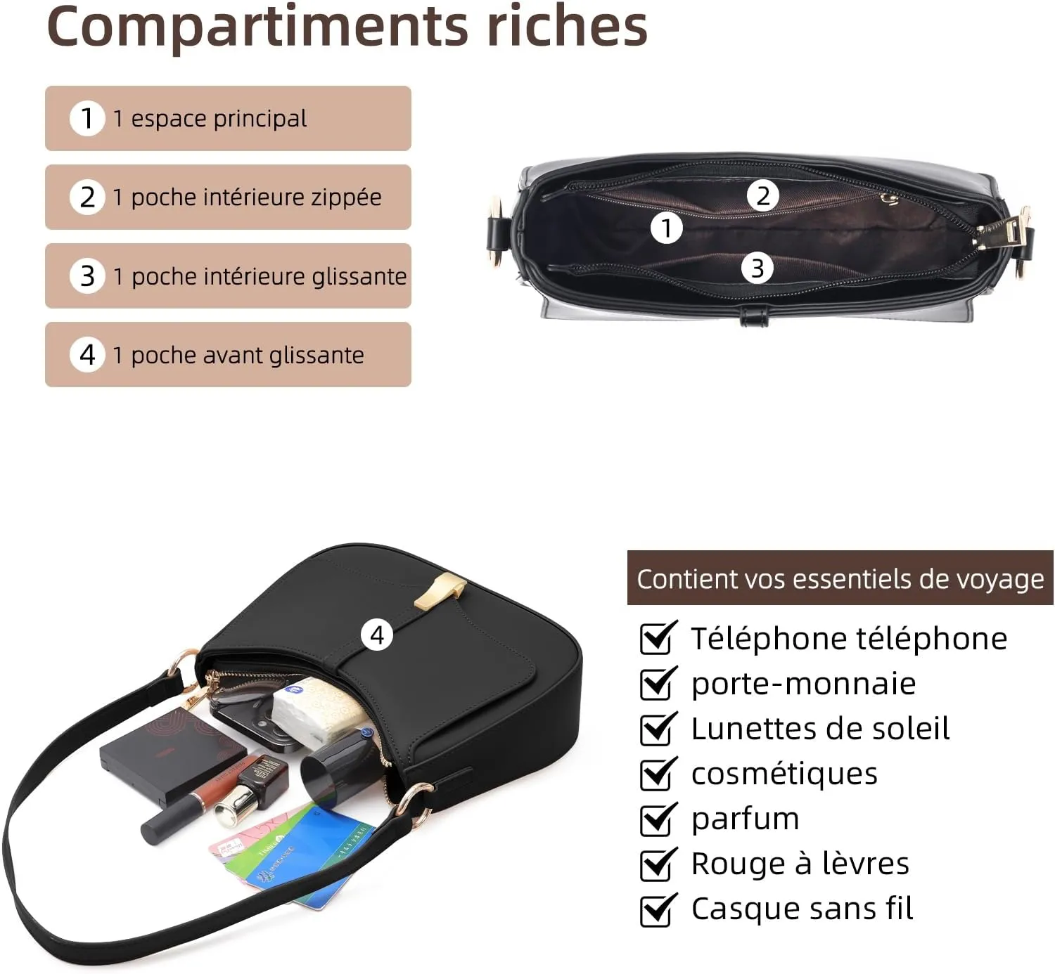 Prettyzys Crescent Shoulder Bag for Women, Vintage Retro Vegan Leather Clutch Tote Handbags Crossbody Bags Handbag for Women