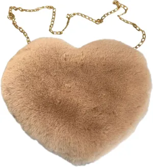 Puffer Tote Bag Naughty Furry Mini Heart Handbags Small Mini Metal Chain Cross-Body Bag Winter Feather Bags