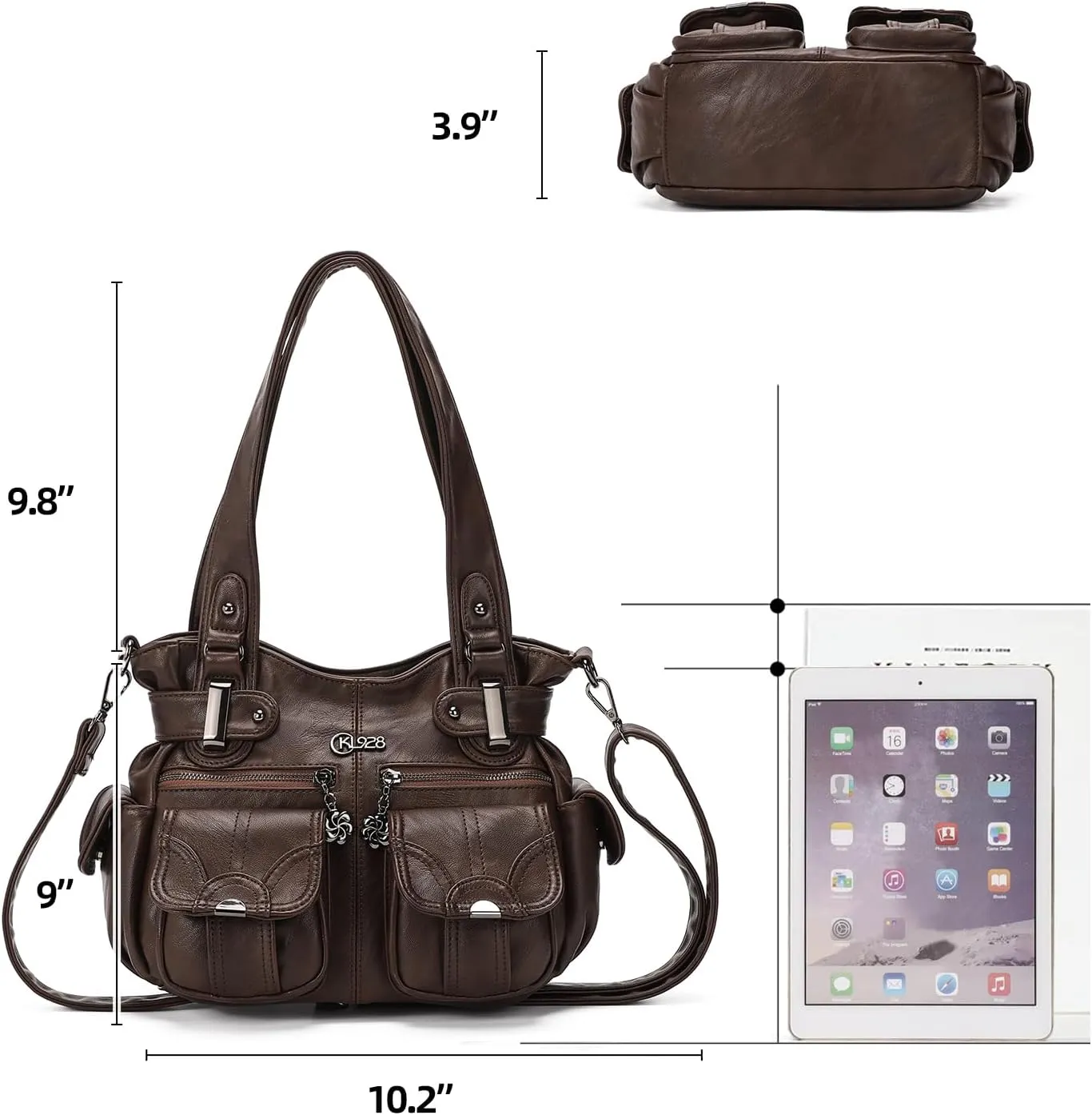 Purses and Handbags for Women Large Hobo Shoulder Bags Soft PU Leather Multi-Pocket Tote Bag
