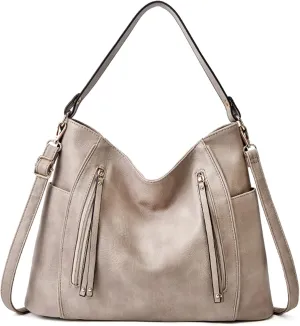 Purses and Handbags for Women Large Satchels Shoulder Bags Soft PU Leather Tote Bag Beige