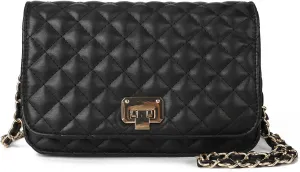 Quilted Crossbody Bags for Women,Shoulder Purse with Chain Strap,Women's Handbag,Soft Vegan Leather Sling Bag,Clutch
