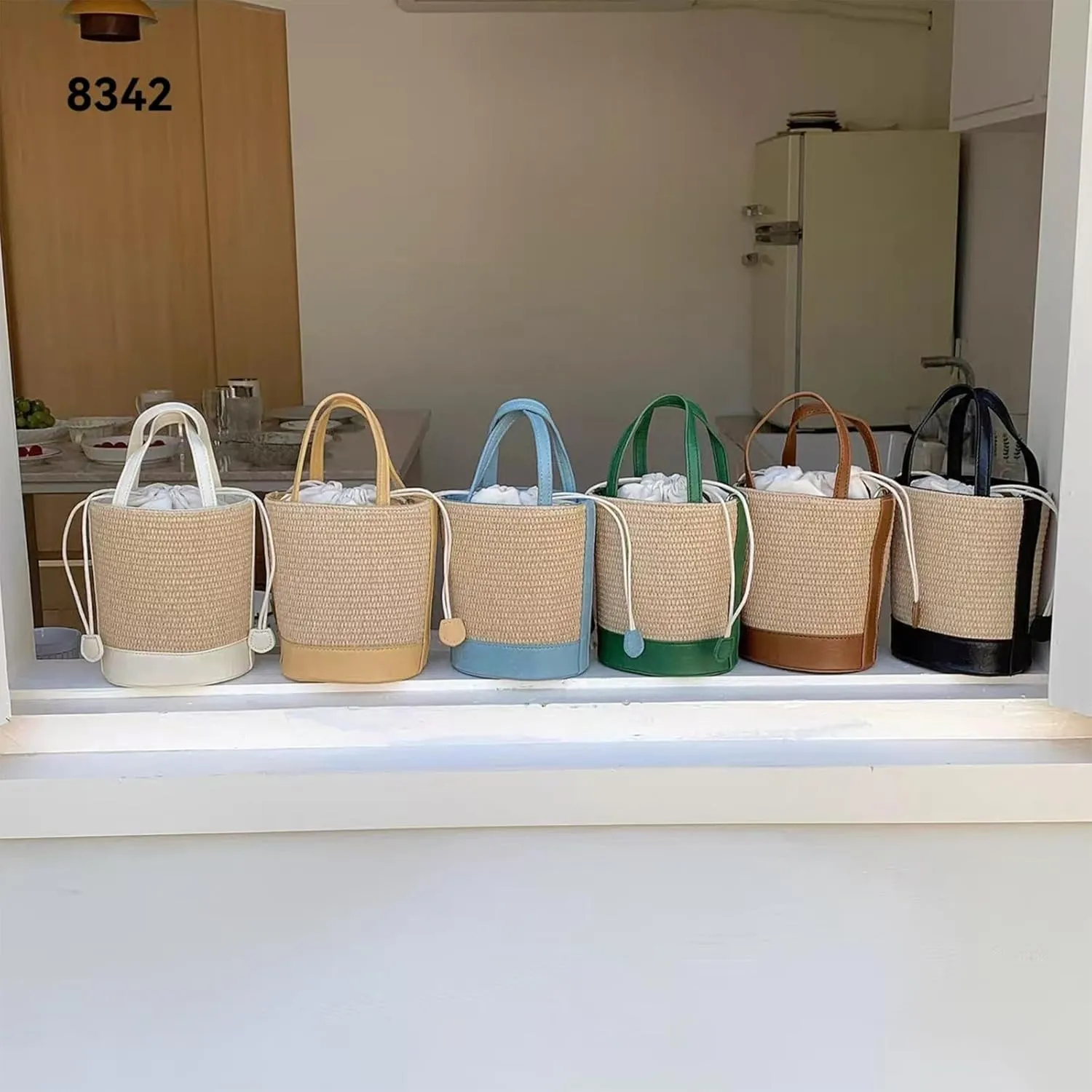 Rattan Bucket Wicker Bag Basket Handbag Cane Purse For WomenStraw Bucket Bags For WomenBasket Handbag