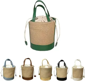 Rattan Bucket Wicker Bag Basket Handbag Cane Purse For WomenStraw Bucket Bags For WomenBasket Handbag