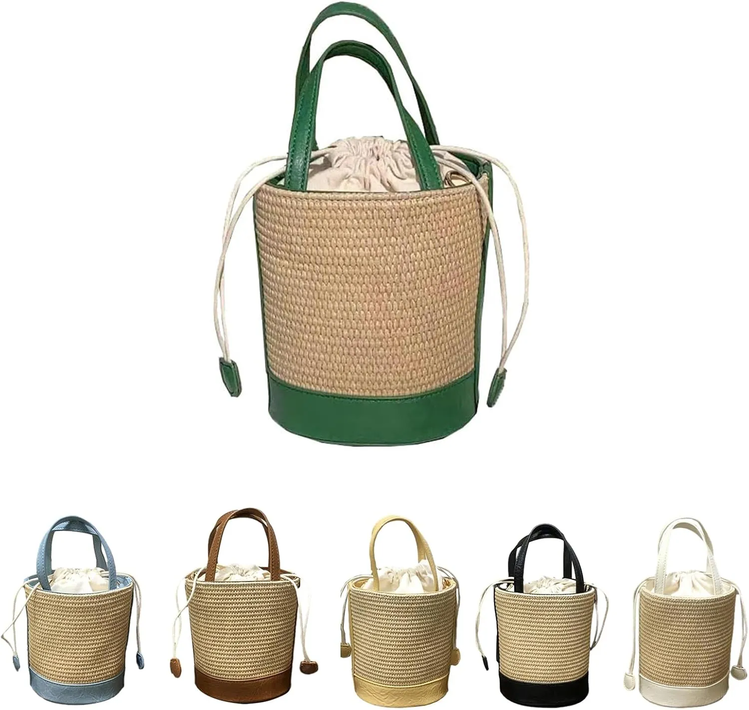Rattan Bucket Wicker Bag Basket Handbag Cane Purse For WomenStraw Bucket Bags For WomenBasket Handbag