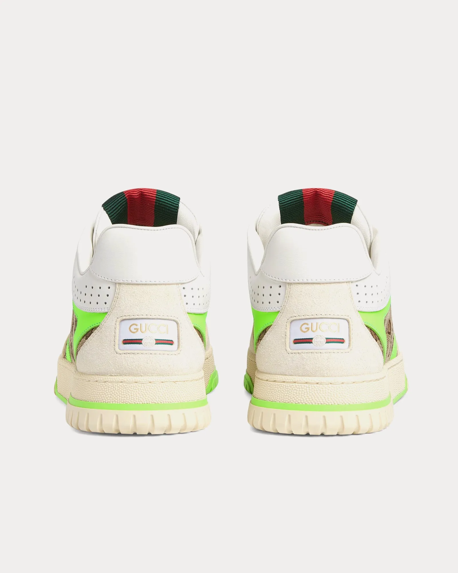 Re-Web Leather with Original GG Canvas White / Green Low Top Sneakers