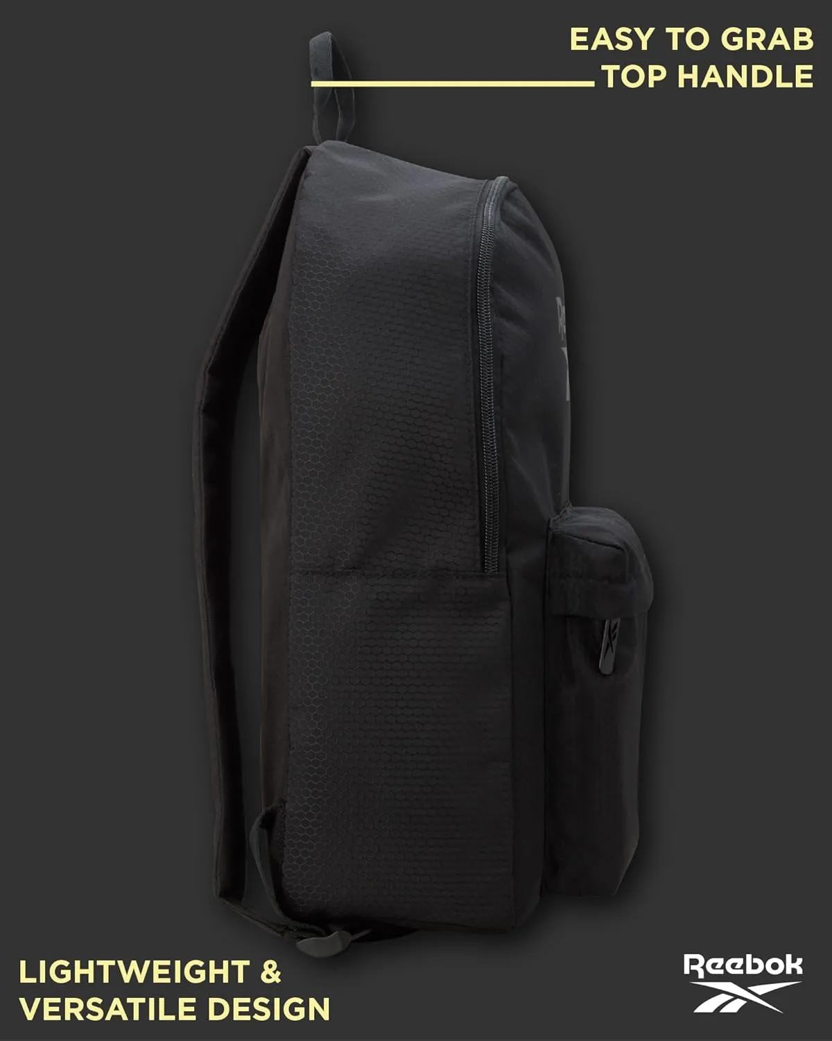 Reebok Element Backpack - Lightweight Compact Everyday Carry On Work, Gym, or Travel Backpack for Men and Women, Black Element with Grey Logo