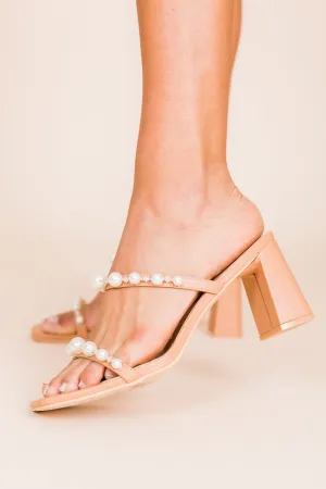 Reese Nude Pearl Strap Heels SALE