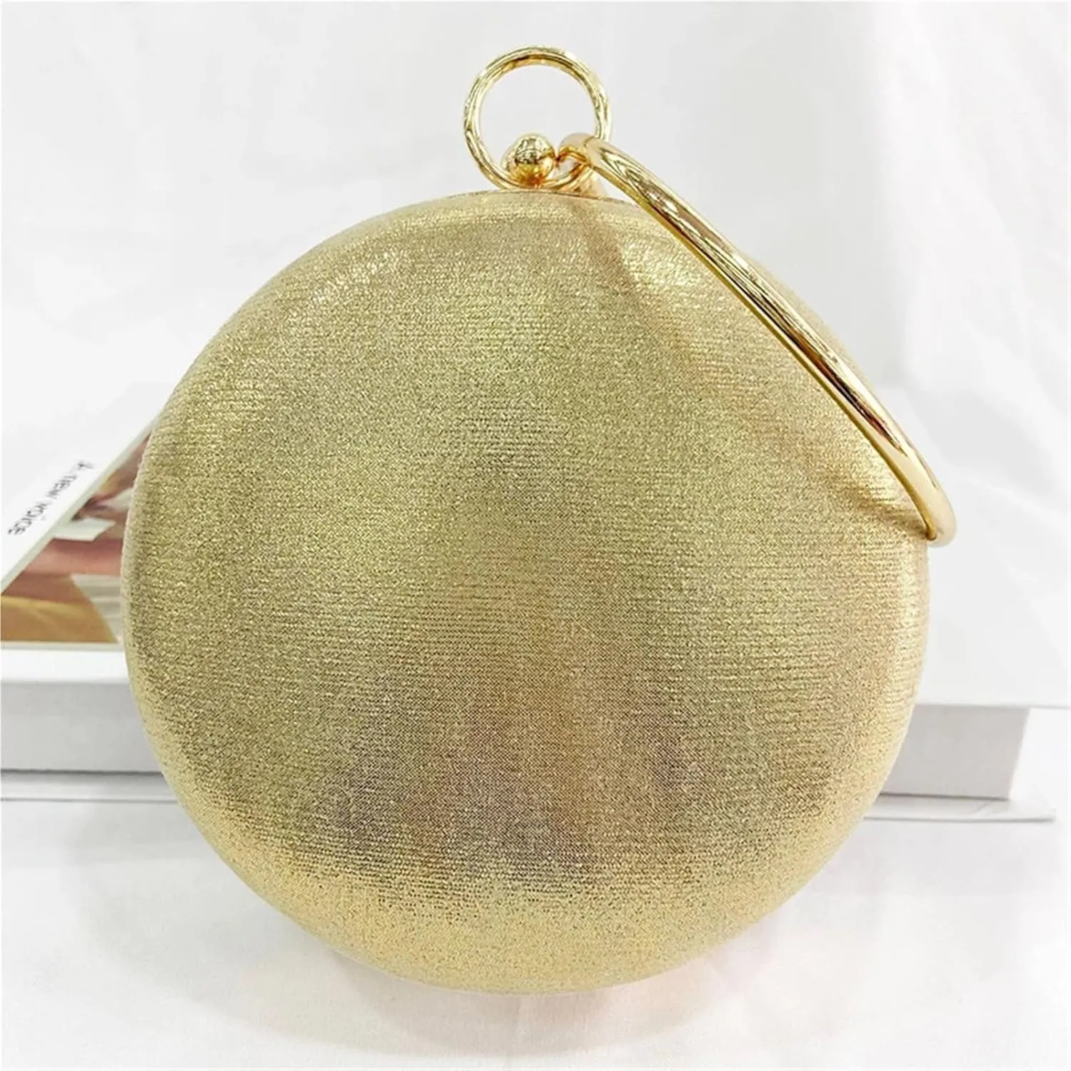 Rhinestone Bags Diamonds Rhinestone Handbag Female Round Top Handle Bags Evening Party Clutches(Black)