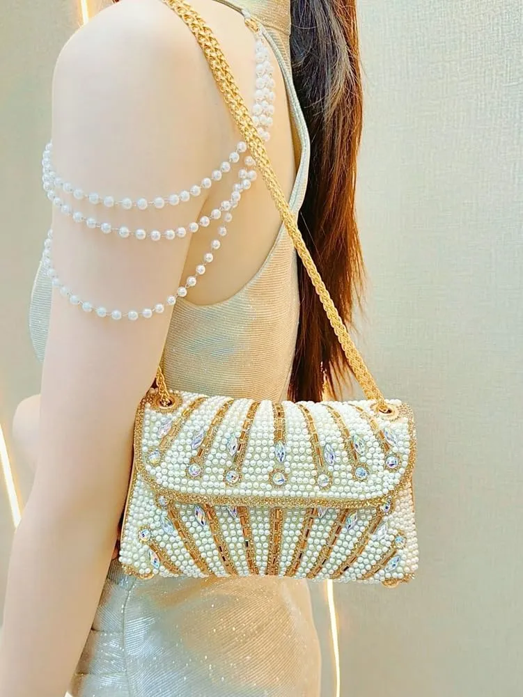 Rhinestone Evening Clutches Women 2025 Glitter Handbag Elegant Small Shoulder Bag Chain Clutch Purse Wedding Party