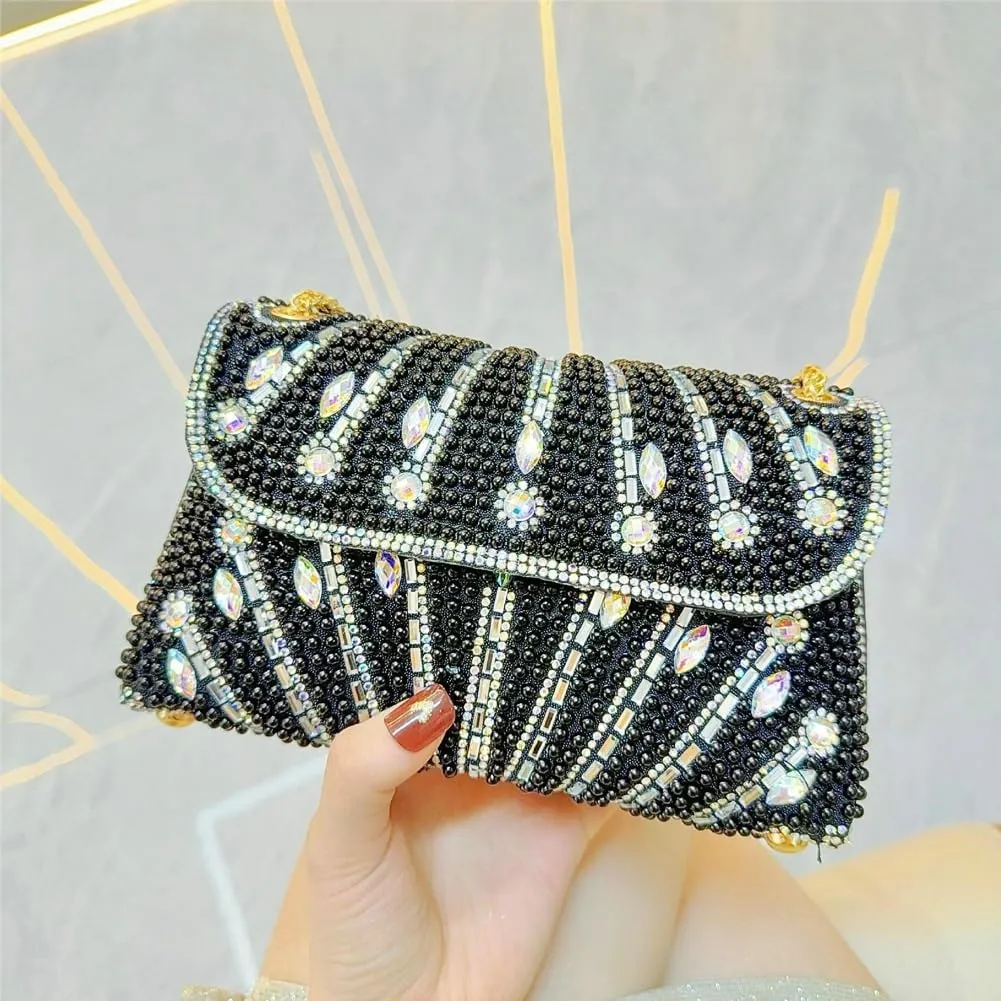 Rhinestone Evening Clutches Women 2025 Glitter Handbag Elegant Small Shoulder Bag Chain Clutch Purse Wedding Party
