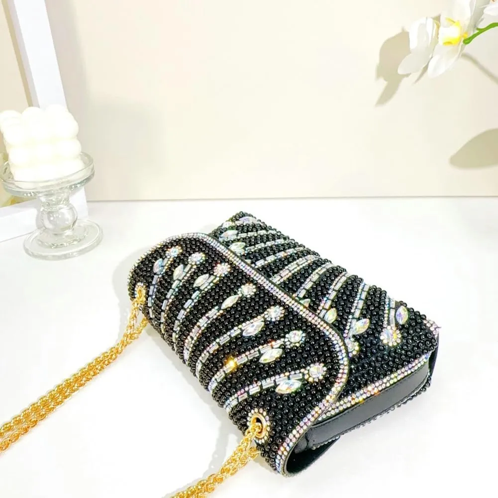 Rhinestone Evening Clutches Women 2025 Glitter Handbag Elegant Small Shoulder Bag Chain Clutch Purse Wedding Party