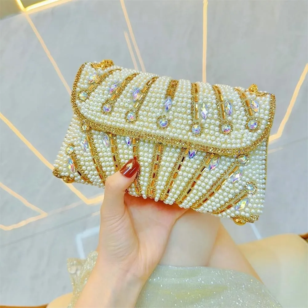 Rhinestone Evening Clutches Women 2025 Glitter Handbag Elegant Small Shoulder Bag Chain Clutch Purse Wedding Party