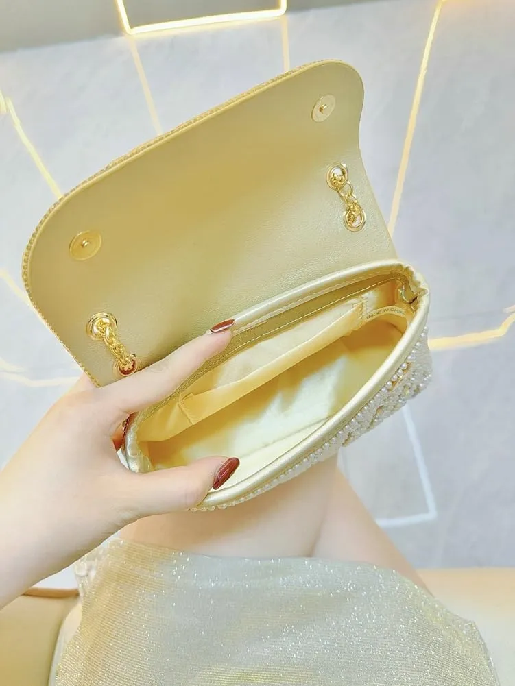 Rhinestone Evening Clutches Women 2025 Glitter Handbag Elegant Small Shoulder Bag Chain Clutch Purse Wedding Party
