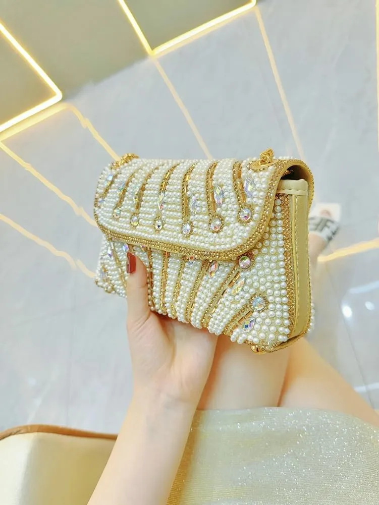 Rhinestone Evening Clutches Women 2025 Glitter Handbag Elegant Small Shoulder Bag Chain Clutch Purse Wedding Party