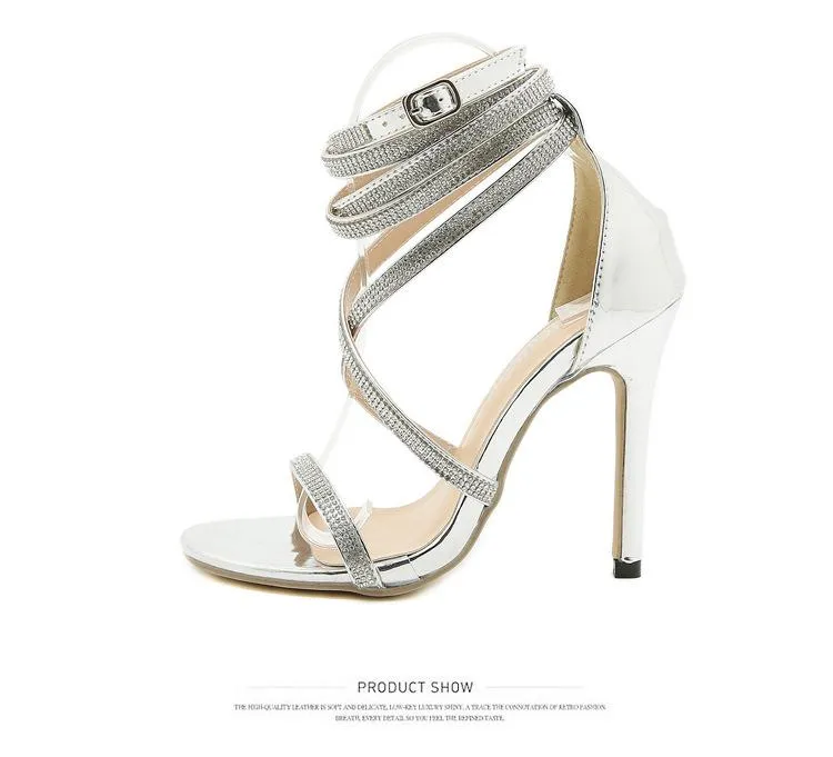 Rhinestone Shroud High Heel Comfortable Sandals