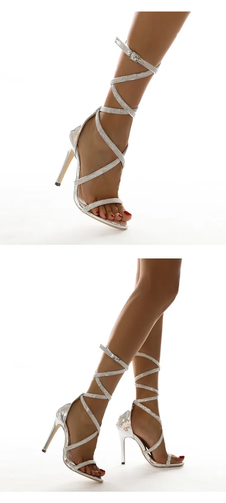 Rhinestone Shroud High Heel Comfortable Sandals