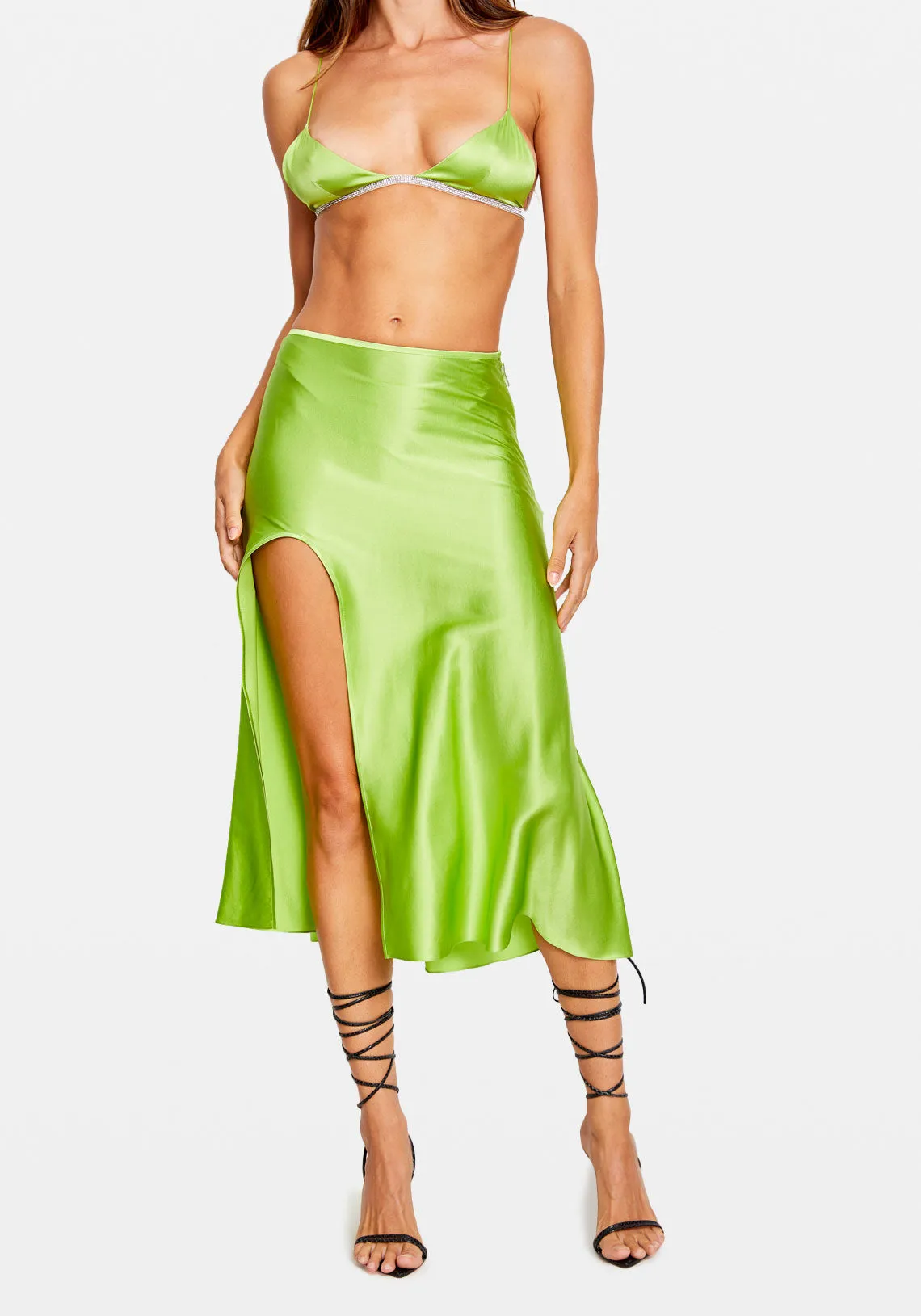 ROISE SILK BRA LIME GREEN