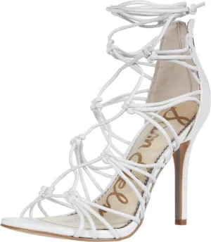 Sam Edelman Adella White Leather Cagez Open Toe Zip Womens Dress Heeled Sandals