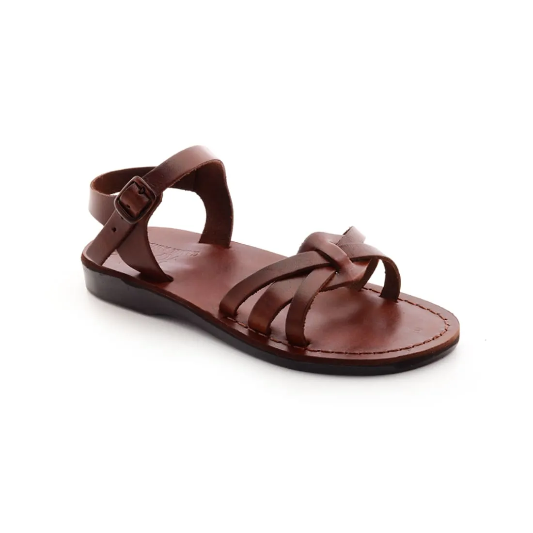 Sarah - Women's Black leather cross-top sandal