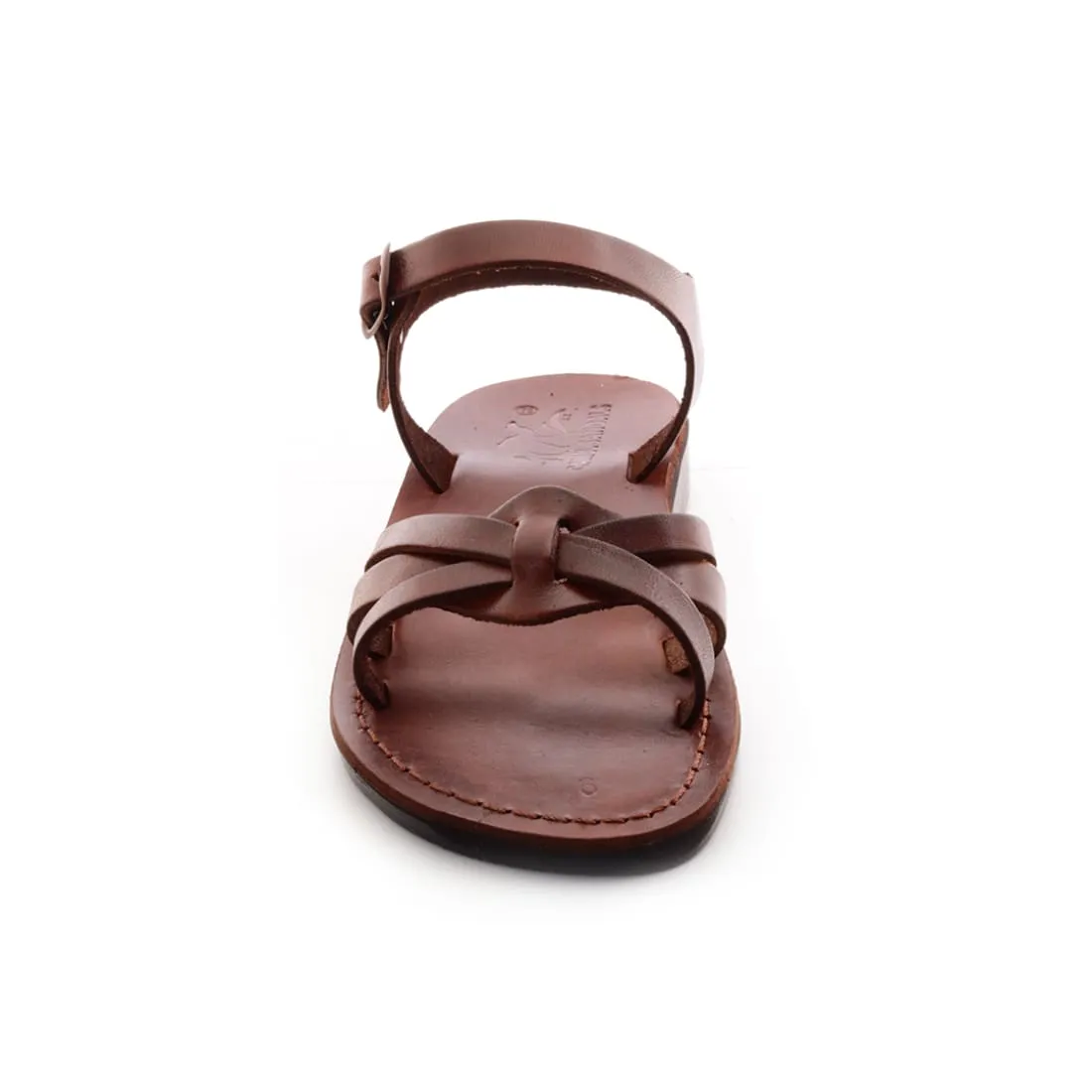 Sarah - Women's Black leather cross-top sandal