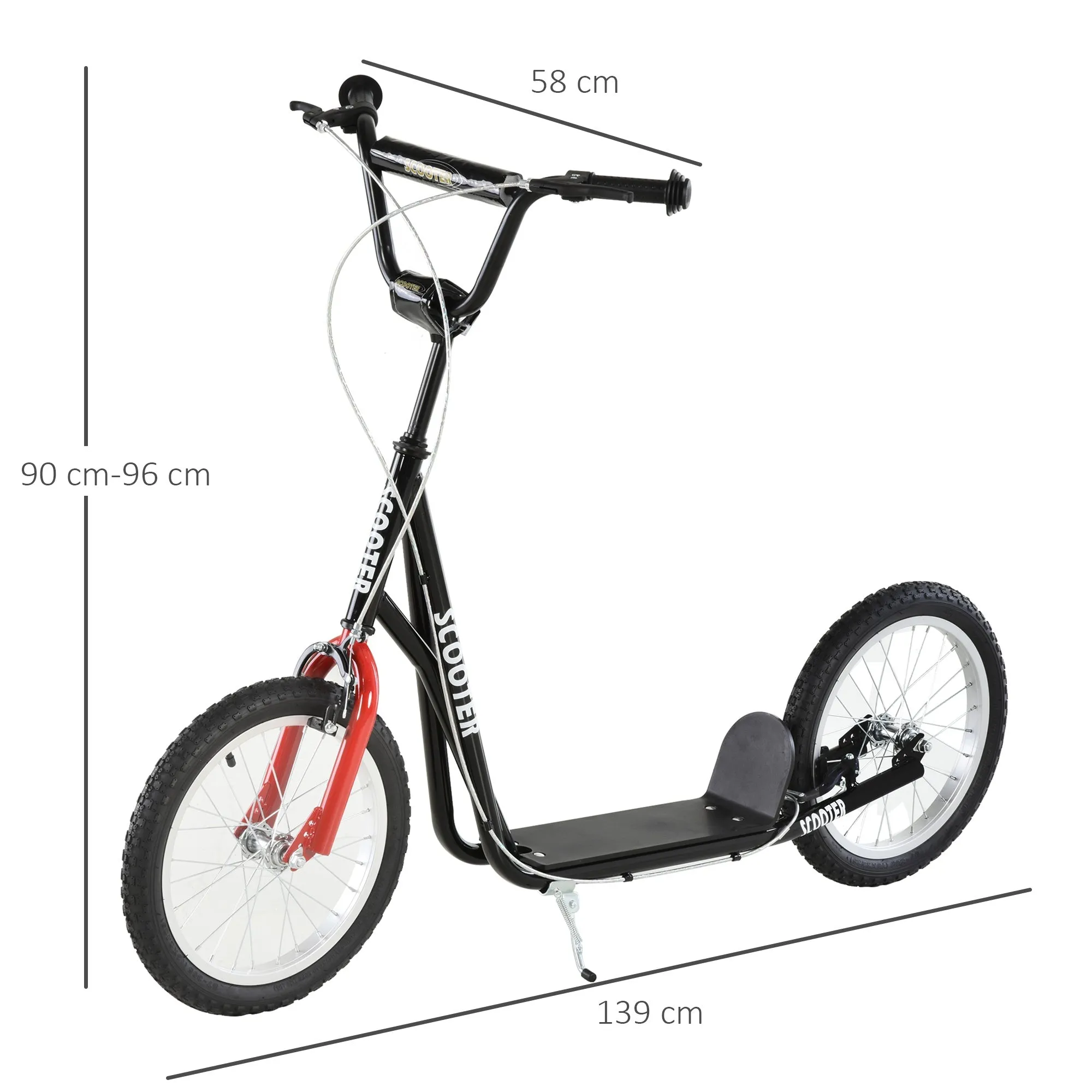 Scooter for Kids with Adjustable Handlebar, Anti-Slip Deck, Dual Brakes, for Boys and Girls Aged 5  Years Old, Black