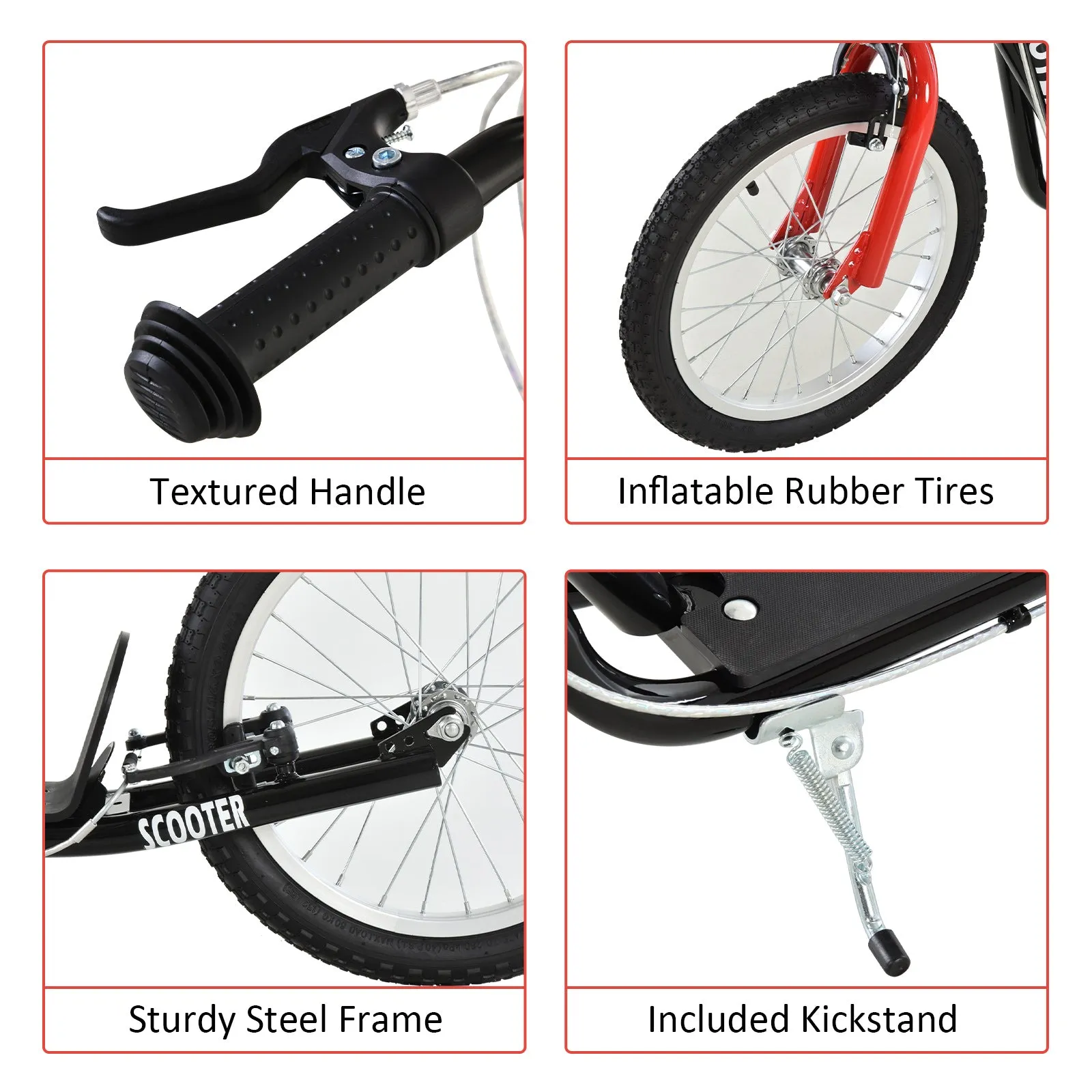 Scooter for Kids with Adjustable Handlebar, Anti-Slip Deck, Dual Brakes, for Boys and Girls Aged 5  Years Old, Black