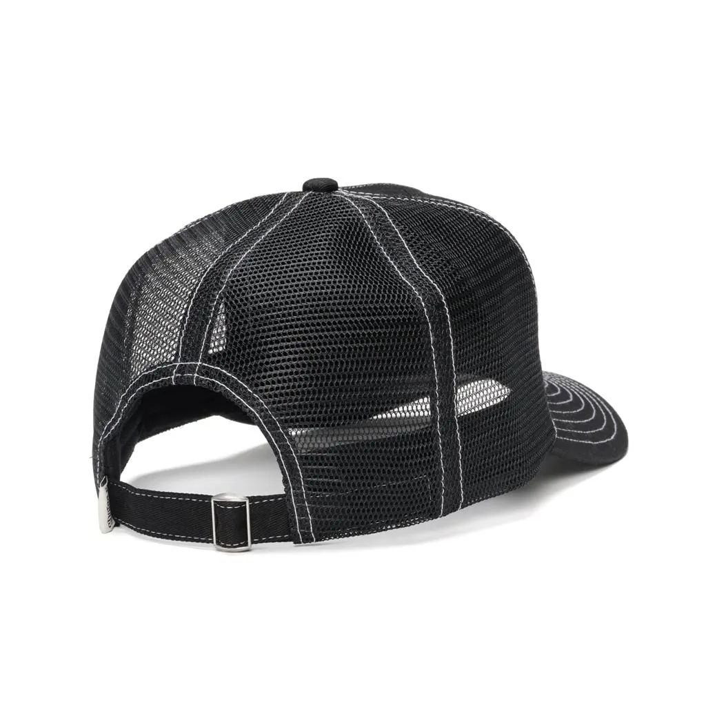 S/DOUBLE MID-BLOCK CURVED PEAK TRUCKER - BLACK