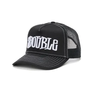 S/DOUBLE MID-BLOCK CURVED PEAK TRUCKER - BLACK